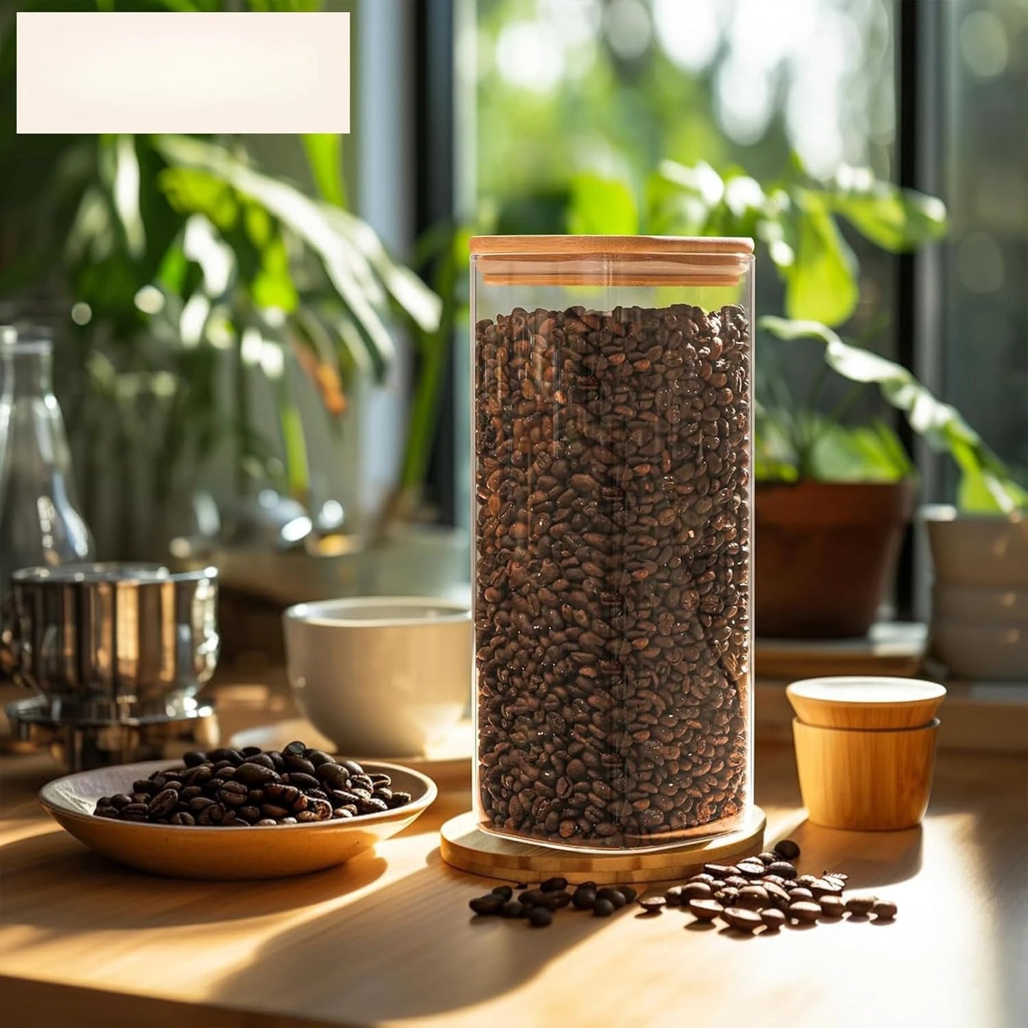 61Oz Glass Storage Containers with Lids, Glass Jars with Lids, Clear Food Storage Jar, Square Glass Canister Set of 3