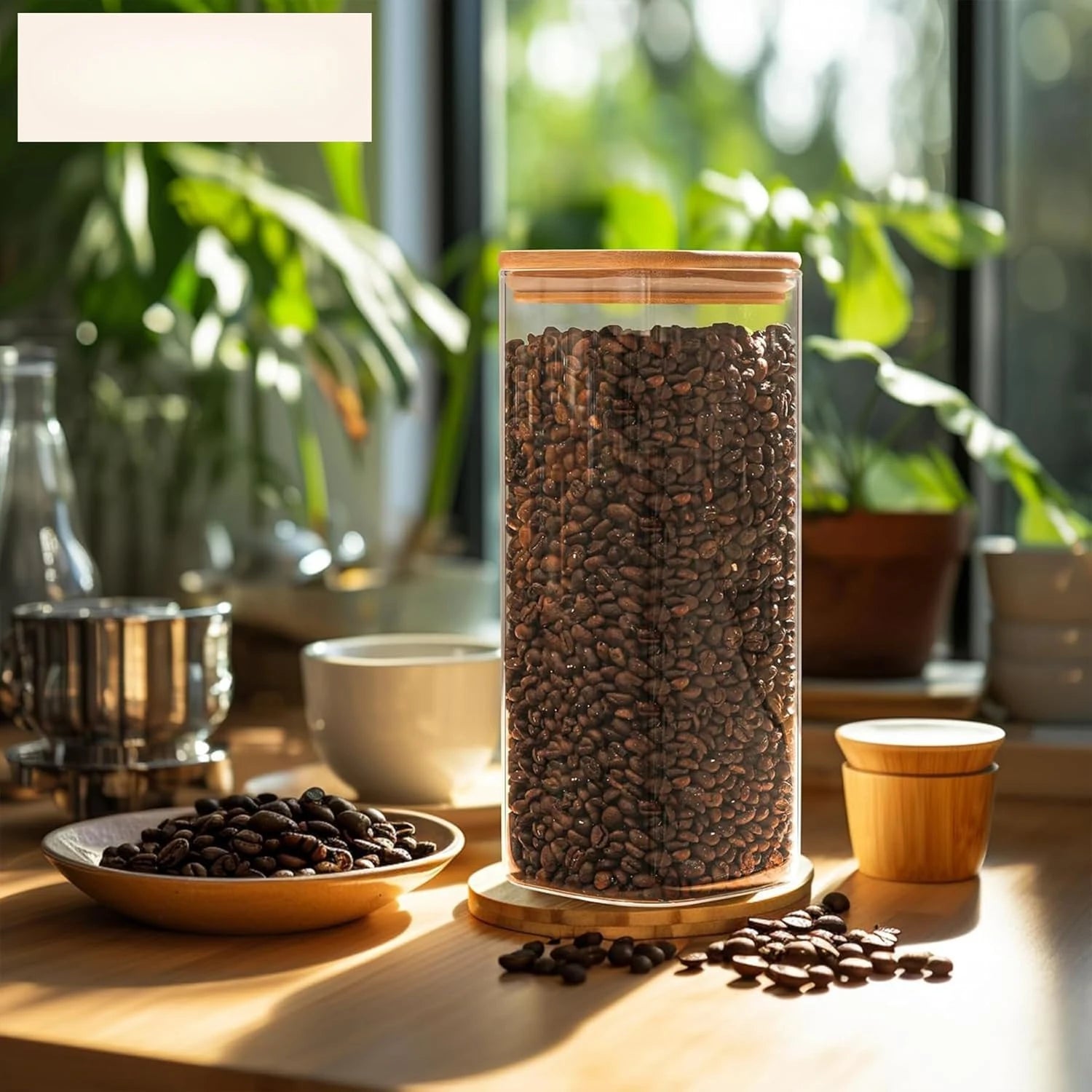 61Oz Glass Storage Containers with Lids, Glass Jars with Lids, Clear Food Storage Jar, Square Glass Canister Set of 3